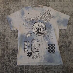 A Lab Shirt Adult Medium Gray Tie Dye Graphic Tee Never Grow Up Pure Joy